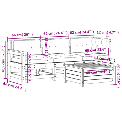 4-Tlg. Garten-Lounge-Set Mit Kissen Massivholz Kiefer