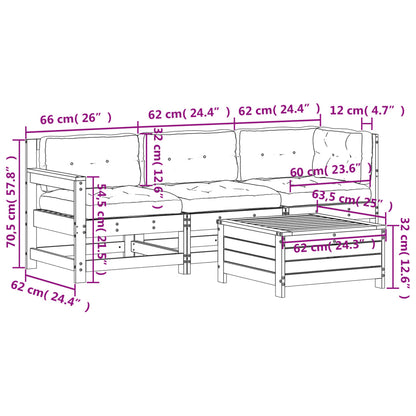 4-Tlg. Garten-Lounge-Set Mit Kissen Kiefernholz Imprägniert