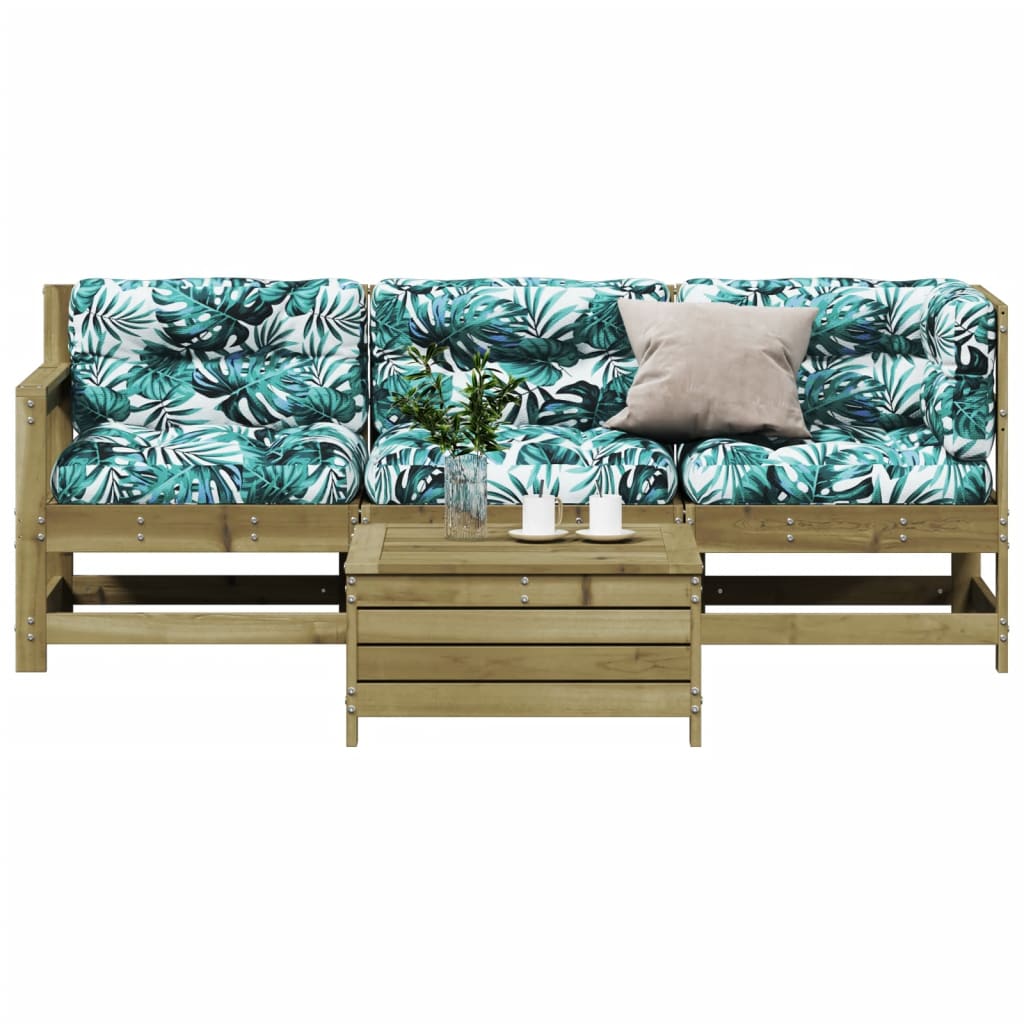 4-Tlg. Garten-Lounge-Set Mit Kissen Kiefernholz Imprägniert