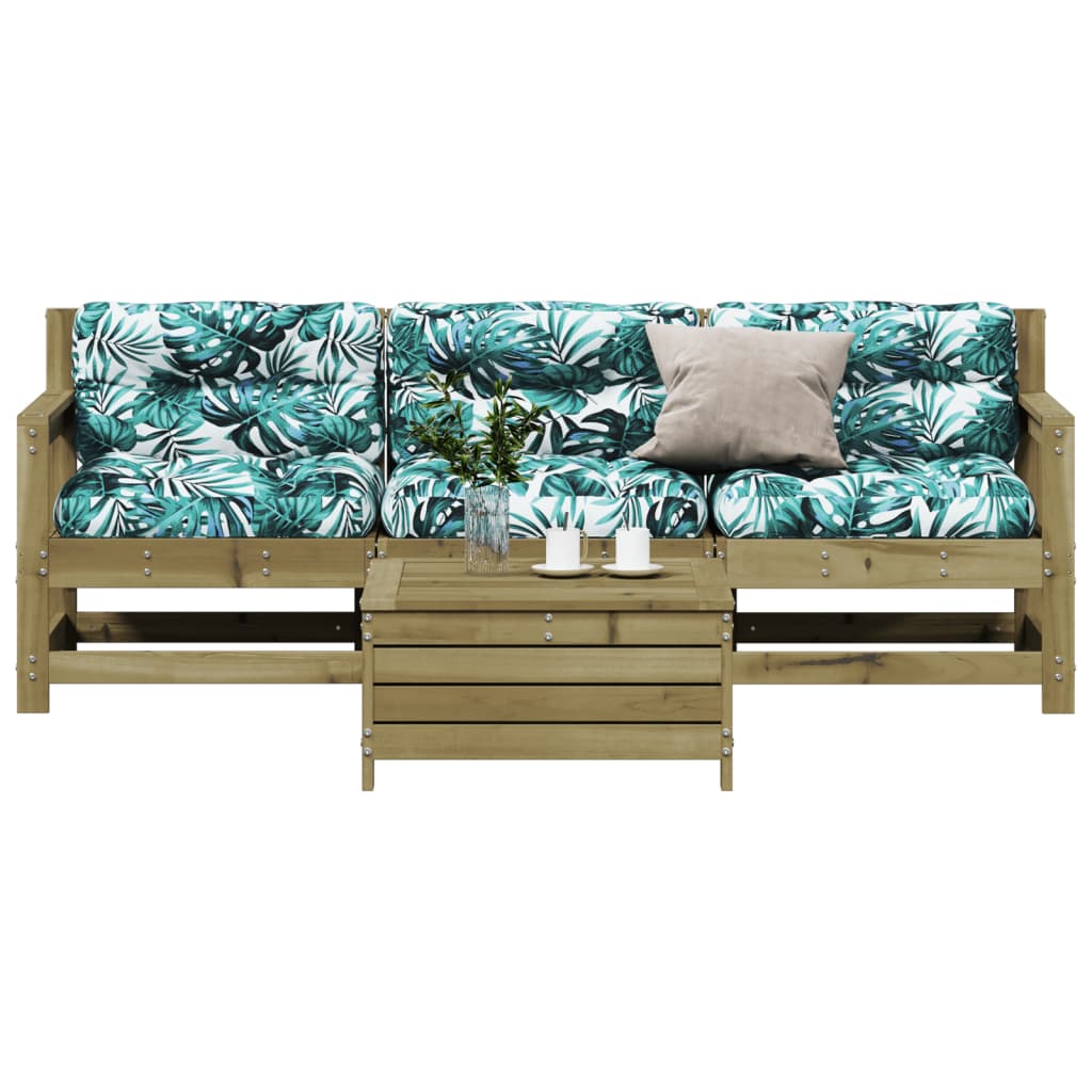 4-Tlg. Garten-Lounge-Set Mit Kissen Kiefernholz Imprägniert
