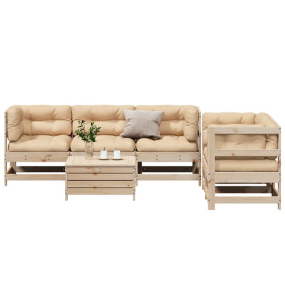 6-Tlg. Garten-Lounge-Set Mit Kissen Massivholz Kiefer