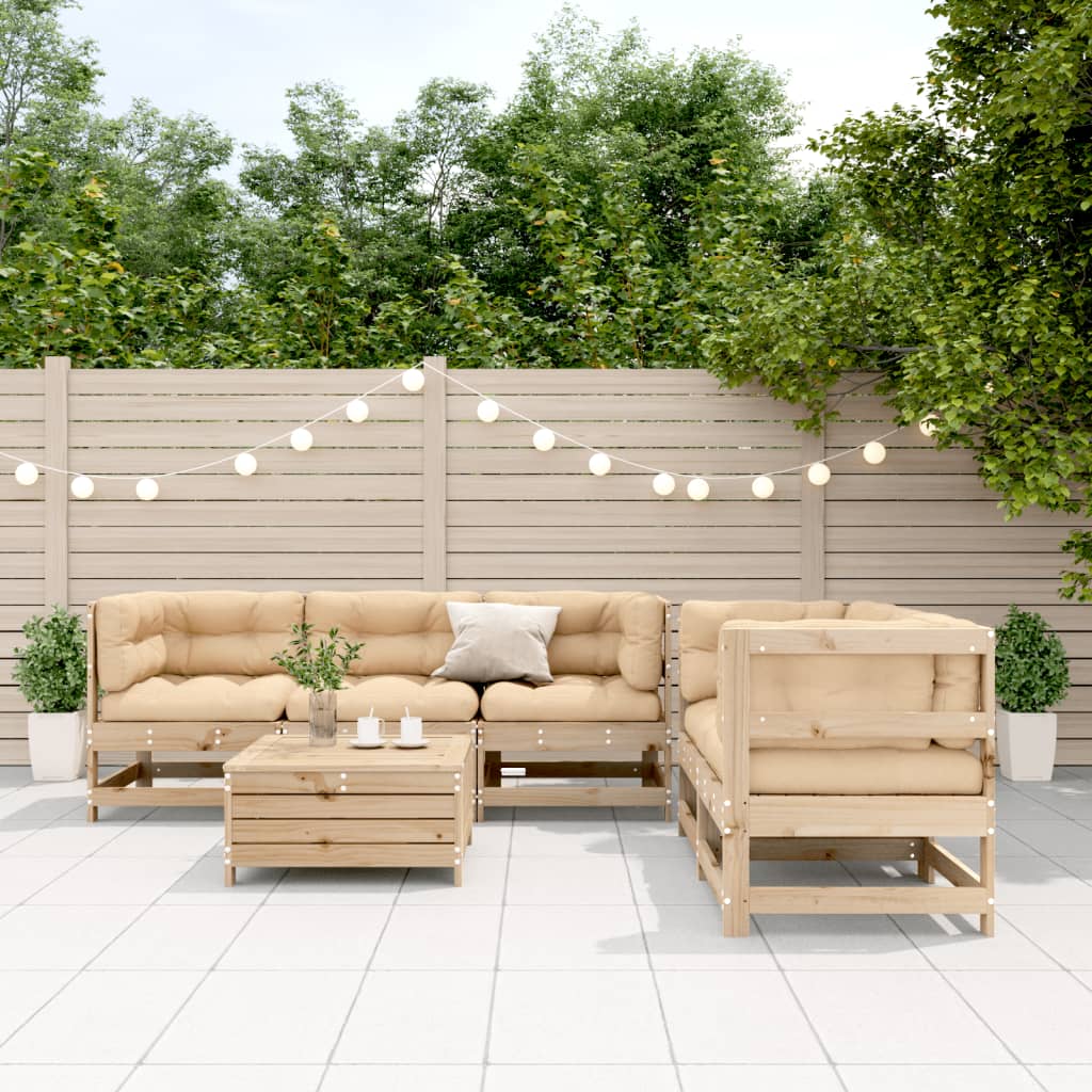 6-Tlg. Garten-Lounge-Set Mit Kissen Massivholz Kiefer