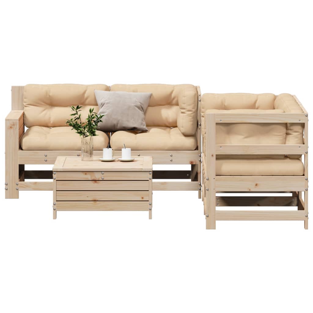 5-Tlg. Garten-Lounge-Set Mit Kissen Massivholz Kiefer