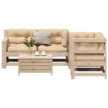 5-Tlg. Garten-Lounge-Set Mit Kissen Massivholz Kiefer