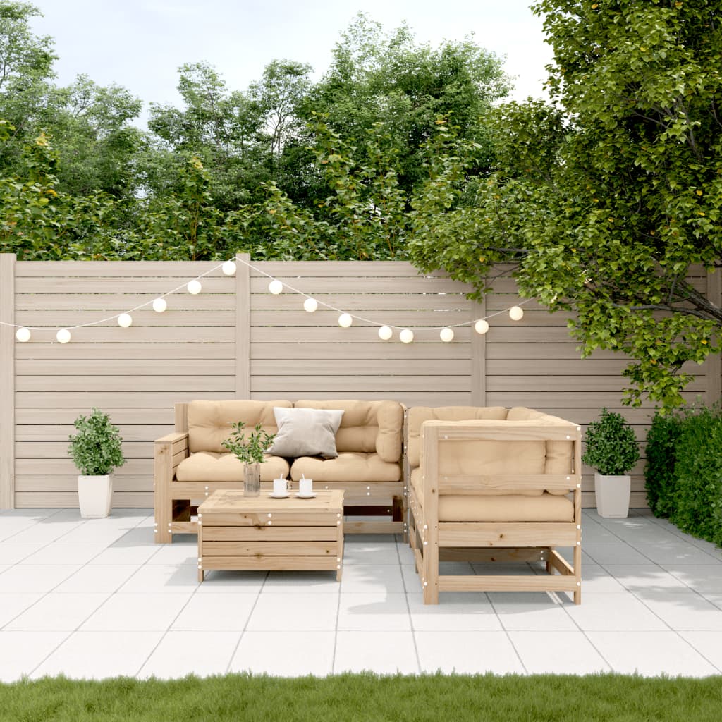 5-Tlg. Garten-Lounge-Set Mit Kissen Massivholz Kiefer