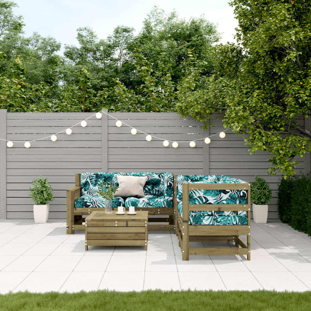 5-Tlg. Garten-Lounge-Set Mit Kissen Massivholz Kiefer