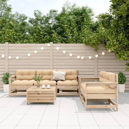 6-Tlg. Garten-Lounge-Set Mit Kissen Weiß Massivholz Kiefer