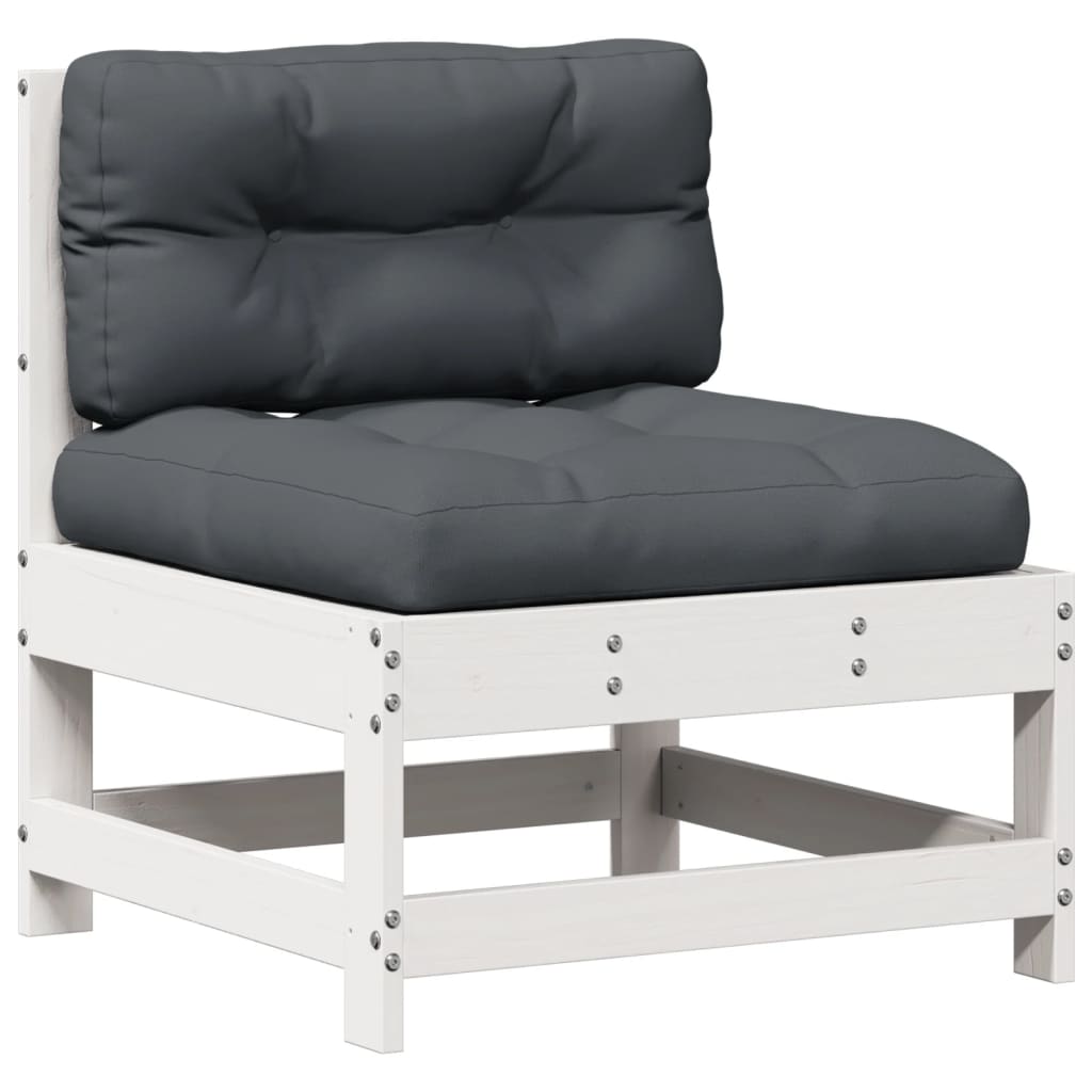 6-Tlg. Garten-Lounge-Set Mit Kissen Weiß Massivholz Kiefer