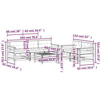 6-Tlg. Garten-Lounge-Set Mit Kissen Weiß Massivholz Kiefer
