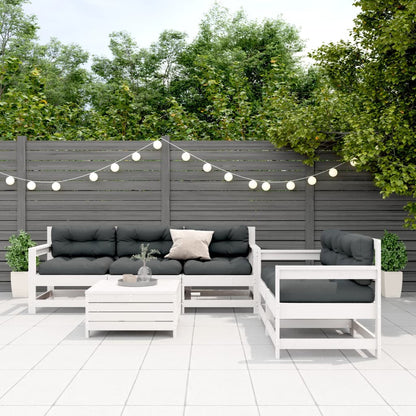 6-Tlg. Garten-Lounge-Set Mit Kissen Weiß Massivholz Kiefer