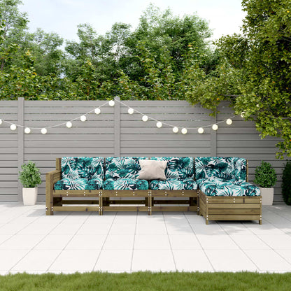 5-Tlg. Garten-Lounge-Set Mit Kissen Imprägniertes Kiefernholz