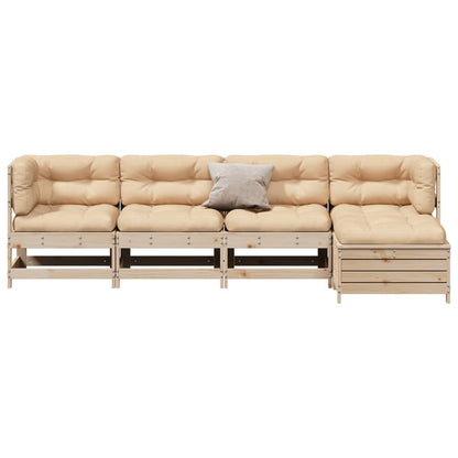 5-Tlg. Garten-Lounge-Set Mit Kissen Massivholz Kiefer