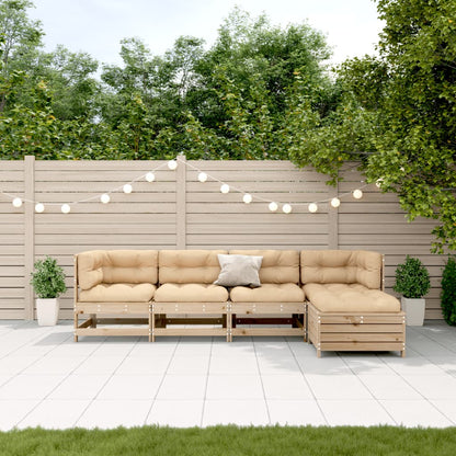 5-Tlg. Garten-Lounge-Set Mit Kissen Massivholz Kiefer