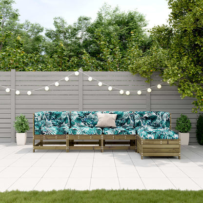 5-Tlg. Garten-Lounge-Set Mit Kissen Massivholz Kiefer
