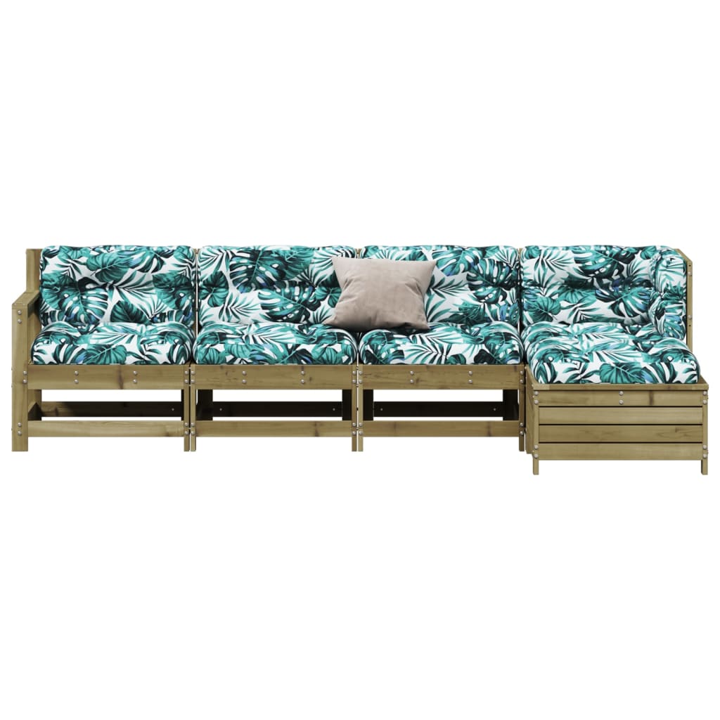 5-Tlg. Garten-Lounge-Set Mit Kissen Imprägniertes Kiefernholz