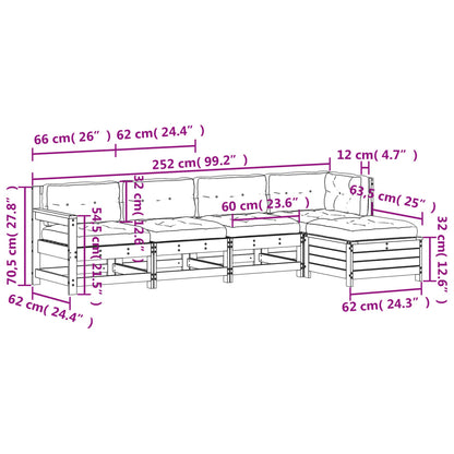 5-Tlg. Garten-Lounge-Set Mit Kissen Imprägniertes Kiefernholz