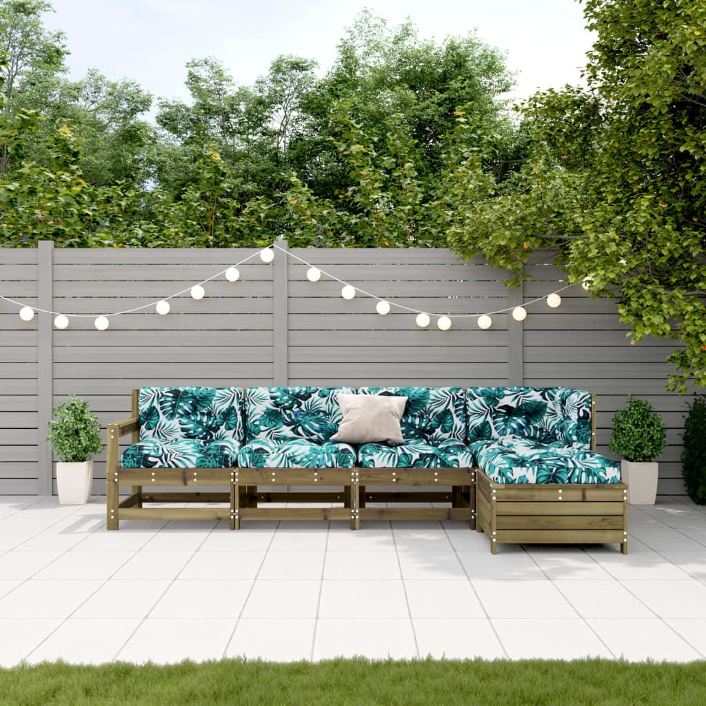 5-Tlg. Garten-Lounge-Set Mit Kissen Imprägniertes Kiefernholz
