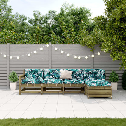 5-Tlg. Garten-Lounge-Set Mit Kissen Imprägniertes Kiefernholz