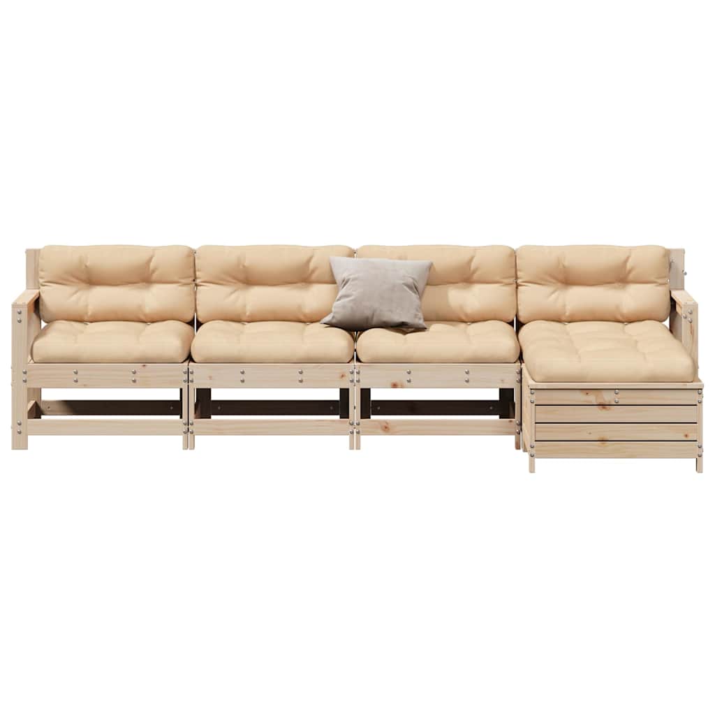 5-Tlg. Garten-Lounge-Set Mit Kissen Massivholz Kiefer