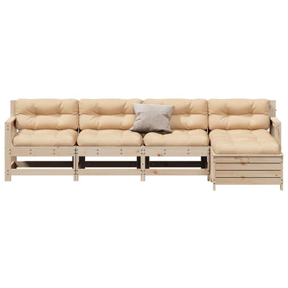 5-Tlg. Garten-Lounge-Set Mit Kissen Massivholz Kiefer