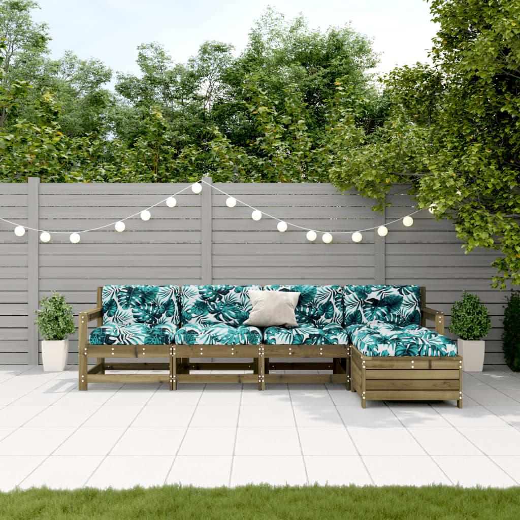 5-Tlg. Garten-Lounge-Set Mit Kissen Massivholz Kiefer