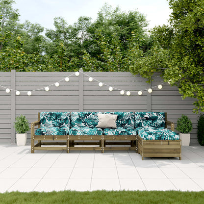 5-Tlg. Garten-Lounge-Set Mit Kissen Massivholz Kiefer