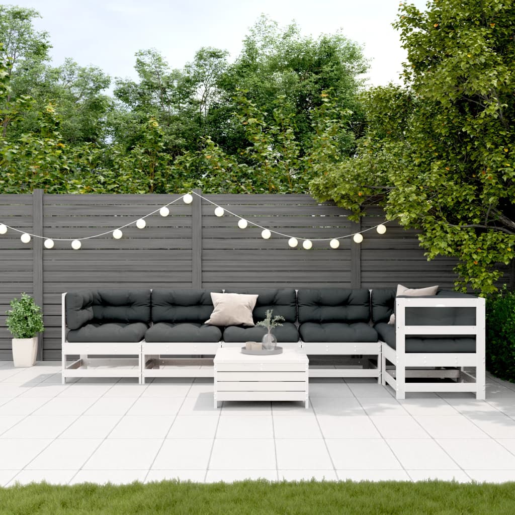 7-Tlg. Garten-Lounge-Set Mit Kissen Massivholz Kiefer