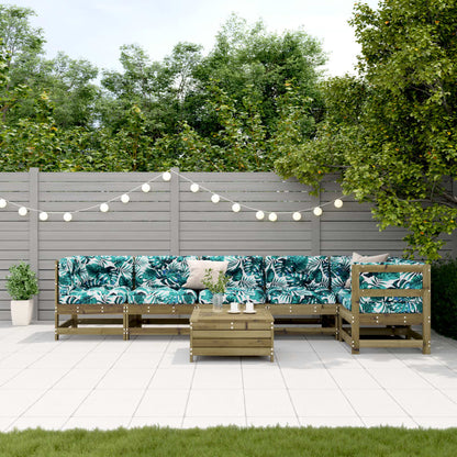 7-Tlg. Garten-Lounge-Set Mit Kissen Massivholz Kiefer