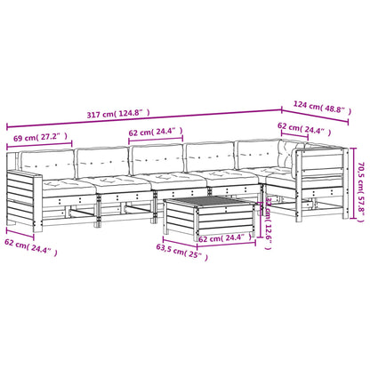 7-Tlg. Garten-Lounge-Set Mit Kissen Massivholz Kiefer