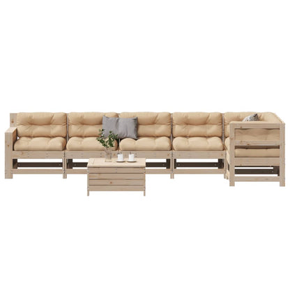 7-Tlg. Garten-Lounge-Set Mit Kissen Massivholz Kiefer