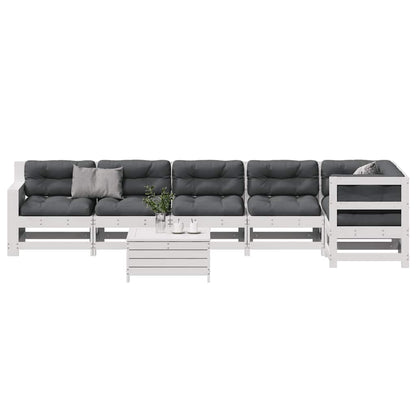 7-Tlg. Garten-Lounge-Set Mit Kissen Massivholz Kiefer