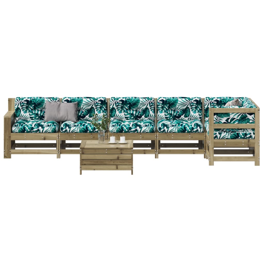 7-Tlg. Garten-Lounge-Set Mit Kissen Massivholz Kiefer