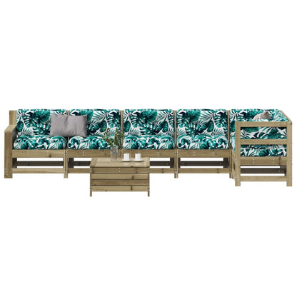 7-Tlg. Garten-Lounge-Set Mit Kissen Massivholz Kiefer