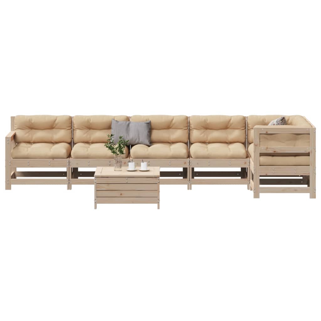 7-Tlg. Garten-Lounge-Set Mit Kissen Imprägniertes Kiefernholz