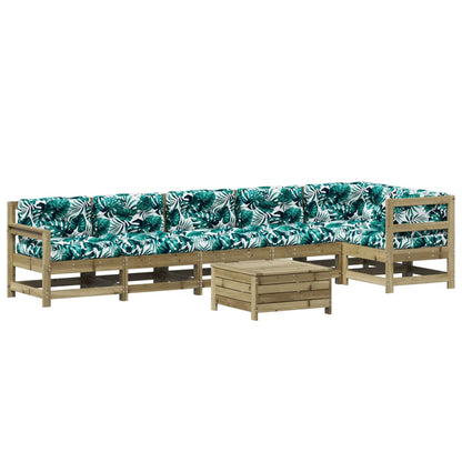7-Tlg. Garten-Lounge-Set Mit Kissen Imprägniertes Kiefernholz