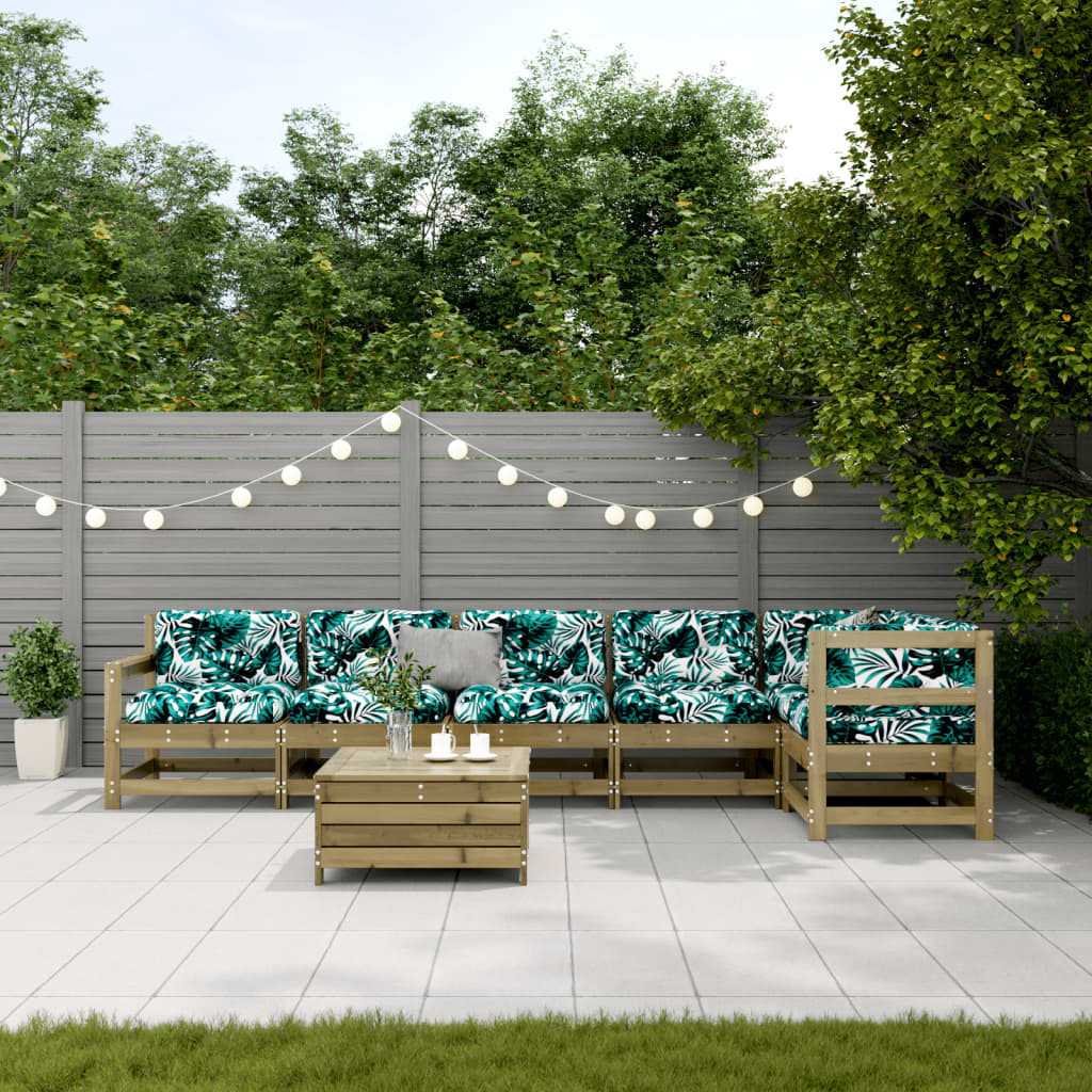 7-Tlg. Garten-Lounge-Set Mit Kissen Imprägniertes Kiefernholz