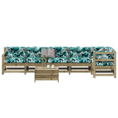 7-Tlg. Garten-Lounge-Set Mit Kissen Imprägniertes Kiefernholz