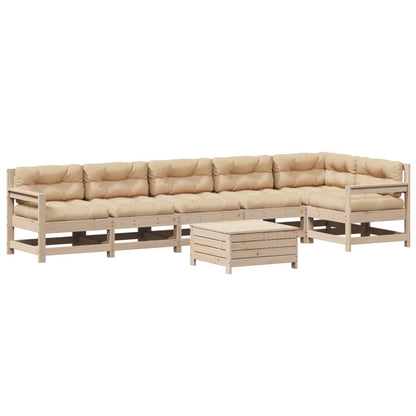 7-Tlg. Garten-Lounge-Set Mit Kissen Massivholz Kiefer