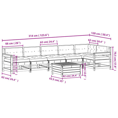 7-Tlg. Garten-Lounge-Set Mit Kissen Massivholz Kiefer