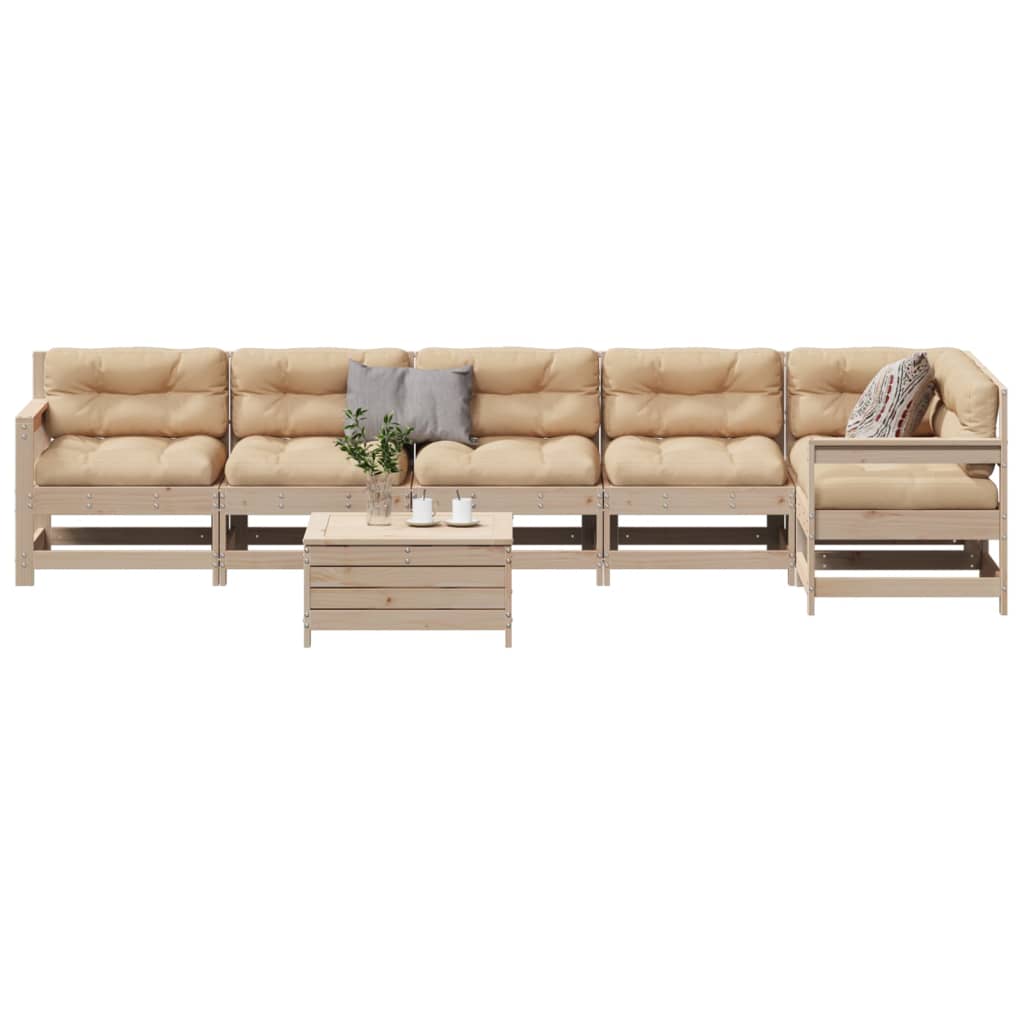7-Tlg. Garten-Lounge-Set Mit Kissen Massivholz Kiefer