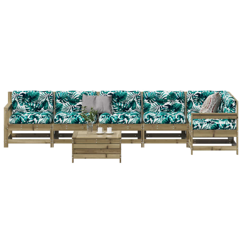 7-Tlg. Garten-Lounge-Set Mit Kissen Massivholz Kiefer