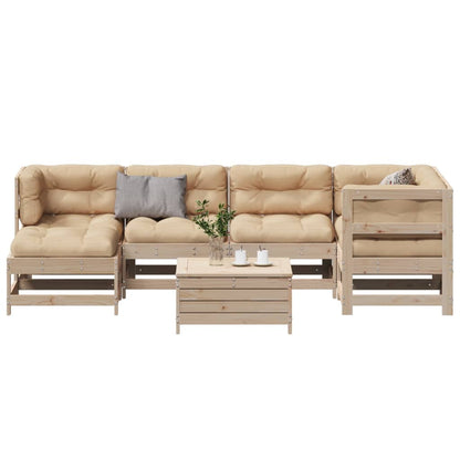 7-Tlg. Garten-Lounge-Set Mit Kissen Imprägniertes Kiefernholz