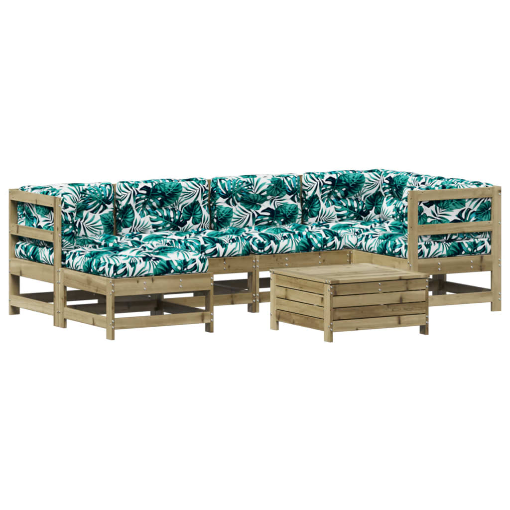 7-Tlg. Garten-Lounge-Set Mit Kissen Imprägniertes Kiefernholz