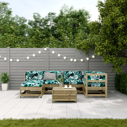 7-Tlg. Garten-Lounge-Set Mit Kissen Imprägniertes Kiefernholz