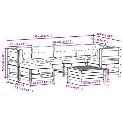 7-Tlg. Garten-Lounge-Set Mit Kissen Imprägniertes Kiefernholz