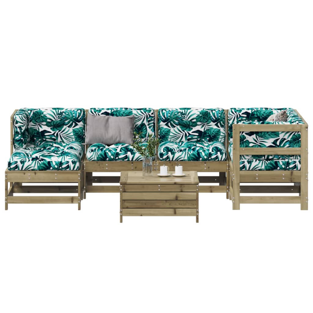 7-Tlg. Garten-Lounge-Set Mit Kissen Imprägniertes Kiefernholz