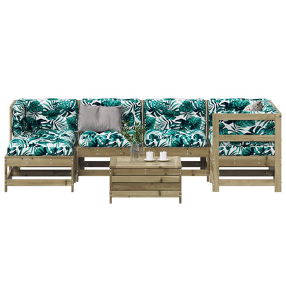 7-Tlg. Garten-Lounge-Set Mit Kissen Imprägniertes Kiefernholz