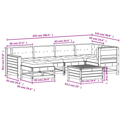 7-Tlg. Garten-Lounge-Set Mit Kissen Imprägniertes Kiefernholz