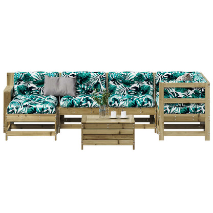 7-Tlg. Garten-Lounge-Set Mit Kissen Imprägniertes Kiefernholz