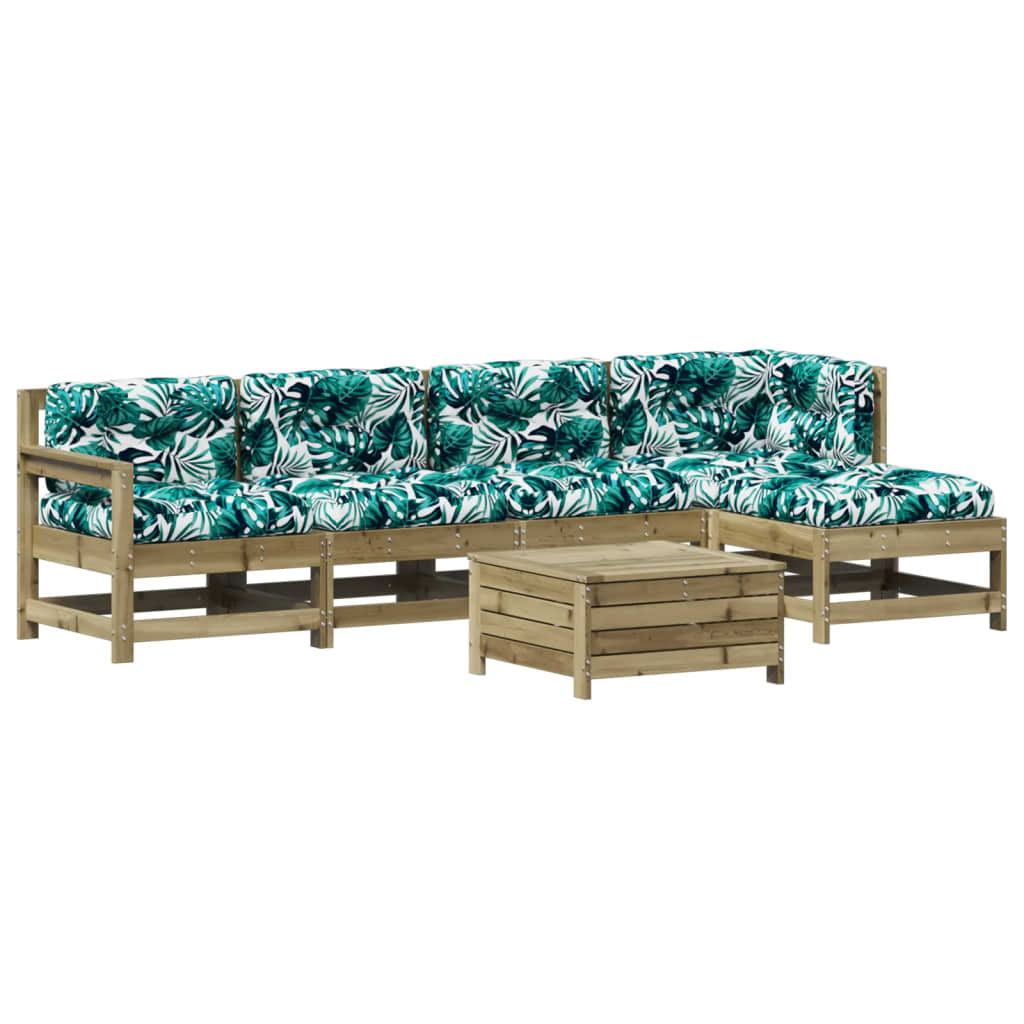 6-Tlg. Garten-Lounge-Set Mit Kissen Imprägniertes Kiefernholz